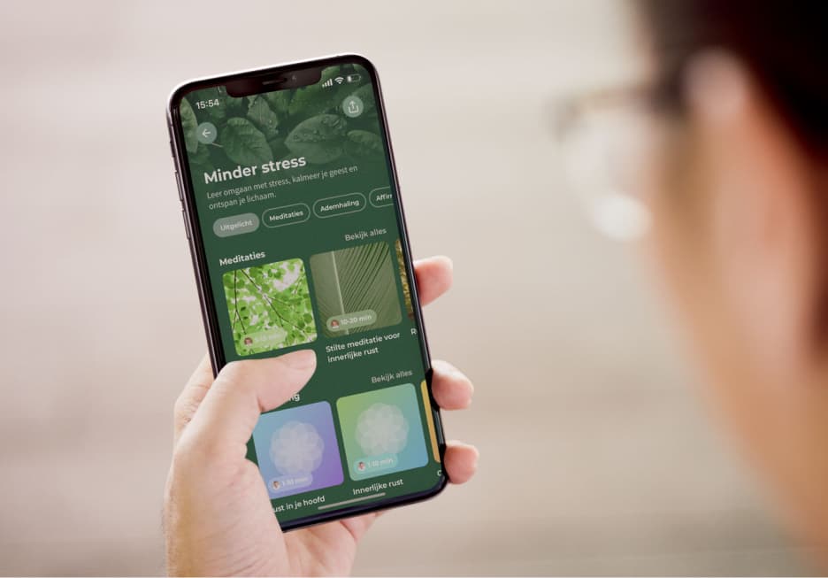 Minder stress collectie in de Meditation Moments app